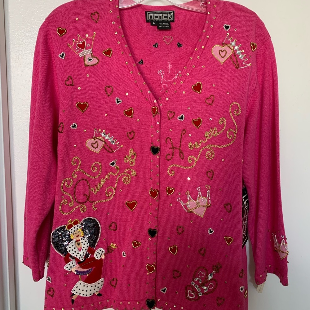 BEREK BY TAKAKO SAKON Womens Pink Valentines Sweater NEVER WORN TAGS ATTACHED